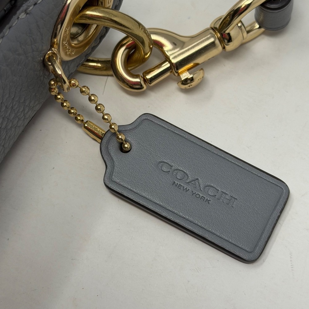 COACH Kleo Shoulder Bag 17 Crossbody Gray Leather Suede Granite Saddle C5687 - Picture 12 of 16